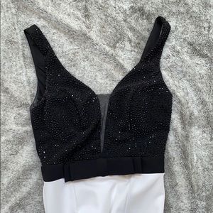 black and white prom/pageant dress